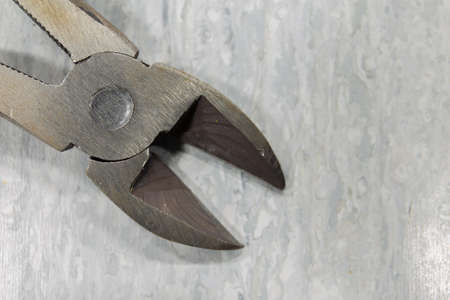 close up view opened nippers.の写真素材