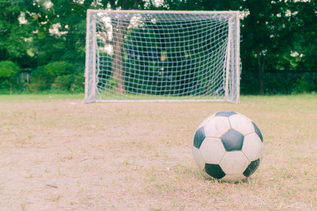 Football and soccer goalの写真素材
