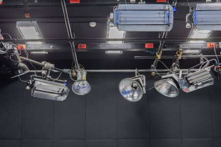 Television studio with lightsの写真素材