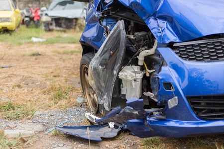 car crash accident damaged automobiles.の写真素材