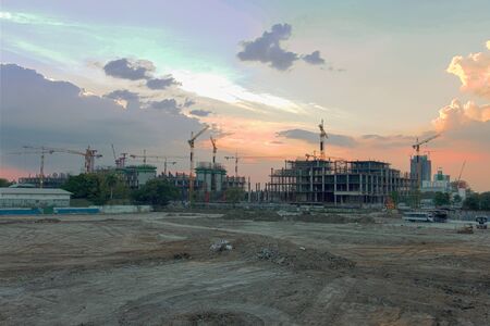 Construction site at dusk time