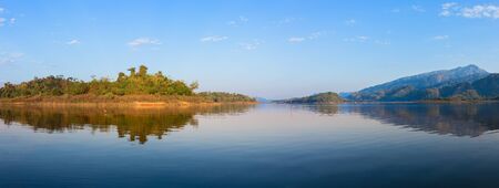 Panorama photos atmosphere of Khao Leam national park Sangkhlaburi Kanchanaburi, Thailand.の写真素材