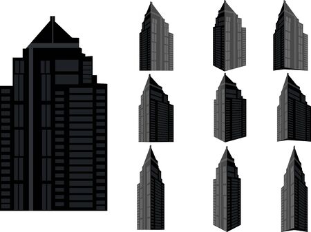 Tower building vector set. Collection of city and landscape.Building with many viewsのイラスト素材