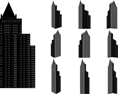 Tower building vector set. Collection of city and landscape.Building with many viewsのイラスト素材