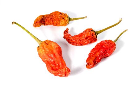 Picture of dried peppers on a white backgroundの写真素材