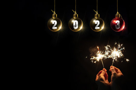 Christmas and New Year 2023 image used as website illustration. or add text or use it as a card, with copy spaceの写真素材