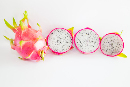 Juicy Dragon Fruit on white backgroundの写真素材