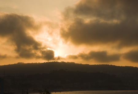 Sunset at the sea near Niceの写真素材