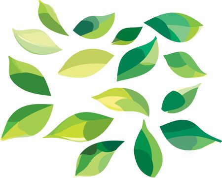 Set of eco green leaves editable vector illustrationのイラスト素材