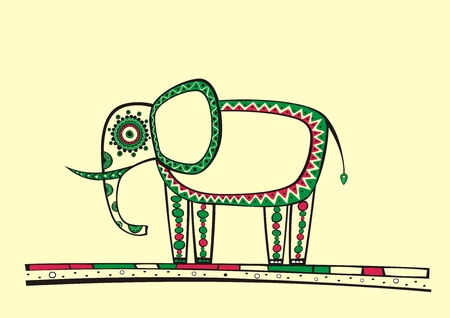 Illustration of elephant, produced in ethno style with the unique colourのイラスト素材
