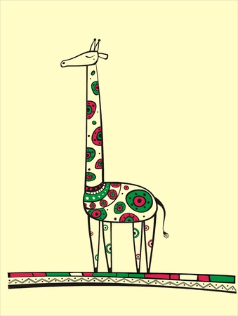 Illustration of giraffe, produced in ethno style with the unique colourのイラスト素材