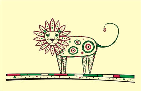 Illustration of lion, produced in ethno style with the unique colourのイラスト素材