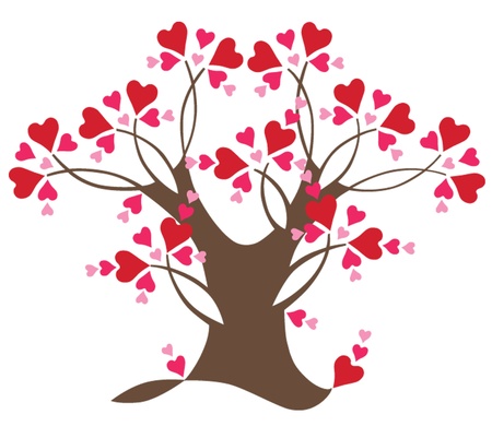 Decorative love tree with hearts, vector illustrationのイラスト素材
