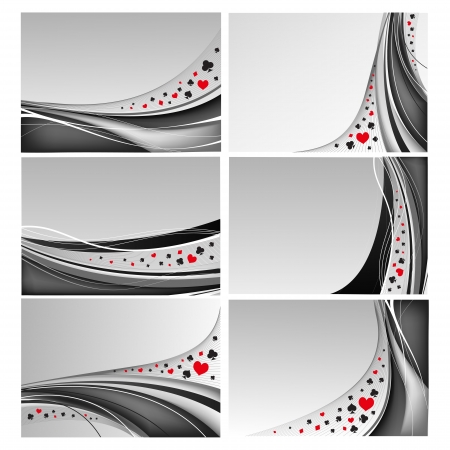 Set of gray backgrounds with catd suits in vectorのイラスト素材