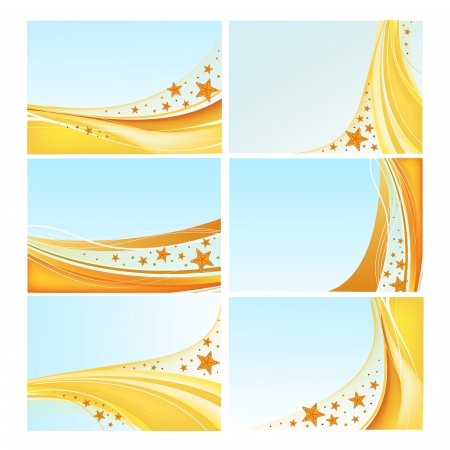 Set of abstract sea backgrounds with starfish in vectorのイラスト素材