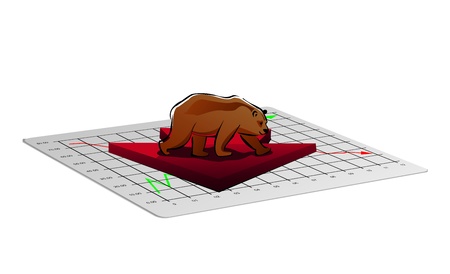 Business chart illustration with down arrow for foreign exchange or stock marketのイラスト素材