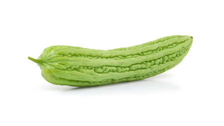 Bitter melon , Bitter gourd isolated on white backgroundの写真素材