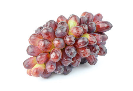 Red grape with leaves isolated on white background. With clipping path. Full depth of field.の写真素材