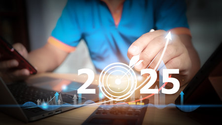 2025, Graph Analyst working with Business, Concept digital transformation technology strategy, Analytics and Data Management System on computer, make a report with KPI connected to database.の写真素材