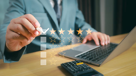 Online customer satisfaction Survey service concept, client rate service from experience in...