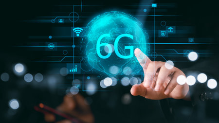 The concept of 6G network, high-speed mobile Internet, new generation networks. Business, modern...