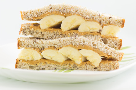 peanut butter and banana sandwichの写真素材