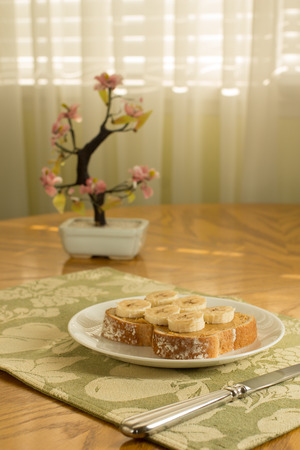 peanut butter and banana sandwichの写真素材