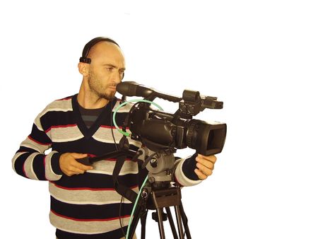 image with a television cameraman working with camera