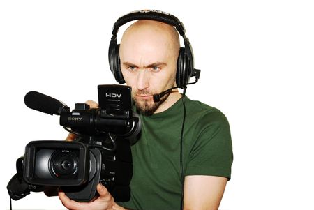 image with a television cameraman working with camera