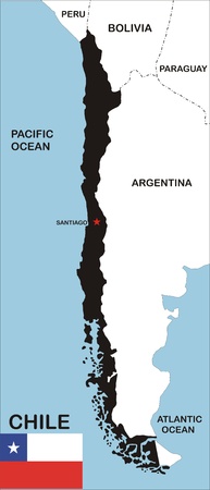 political map of chile country with neighbors and national flagの写真素材
