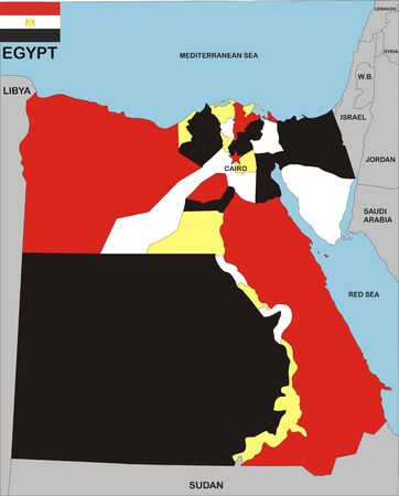 political map of Egypt country with flag illustrationの写真素材
