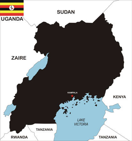 political map of Uganda country with flag illustrationの写真素材
