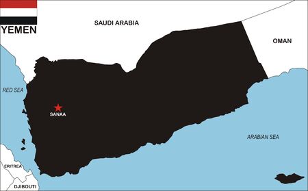 political map of Yemen country with flag illustrationの写真素材