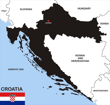 very big size croatia political map with flagの写真素材