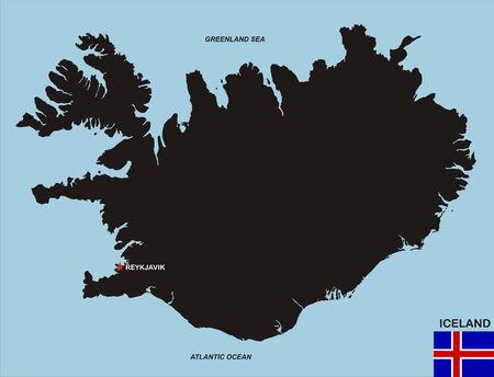 very big size black map of iceland with flagの写真素材