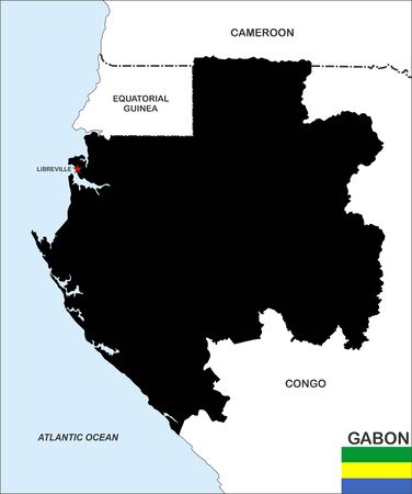 very big size gabon country black mapの写真素材