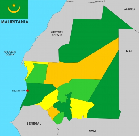 very big size mauritania country political mapの写真素材