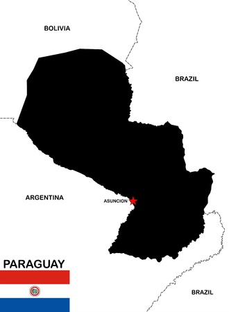 very big size paraguay black map with flagの写真素材
