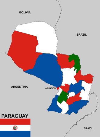 very big size paraguay political map with flagの写真素材