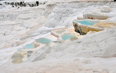 Travertine pools and terraces in Pamukkale Turkeyの写真素材