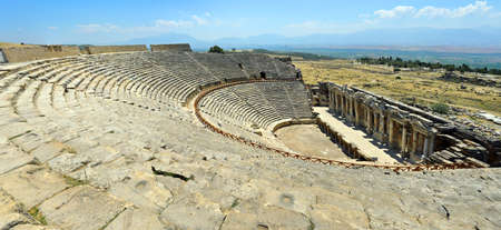 turkey hierapolis ancient city amphitheater high resolution panoramaのeditorial素材