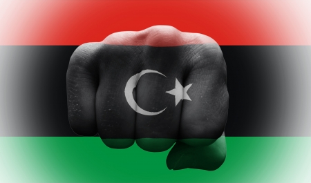 very big size illustration country new flag of Libya fistの写真素材