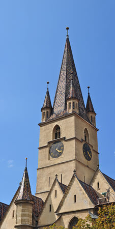 Sibiu city Romania Lutheran Cathedral architecture detailの写真素材
