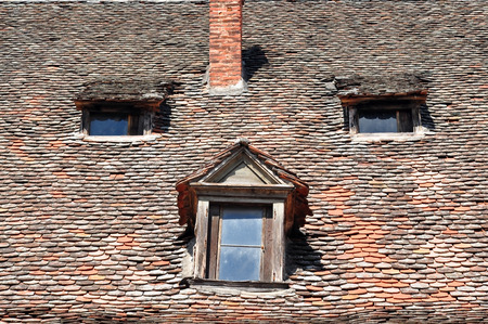 sibiu city romania traditional architecture detail roof tile faceのeditorial素材