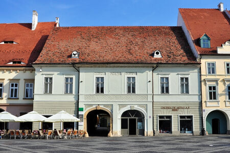 sibiu city romania art gallery grand square building architectureのeditorial素材