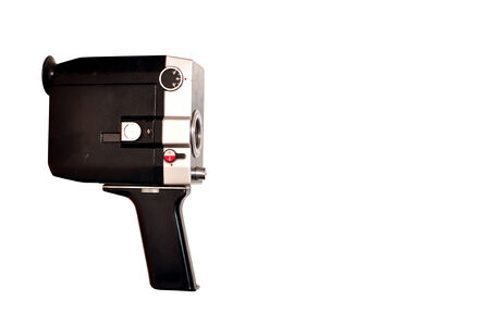 old vintage video camera over white backgroundの写真素材