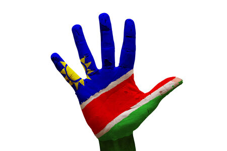 man hand palm painted flag of namibiaの写真素材