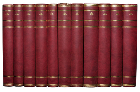 luxury elegant leather book row library shelf imitationの写真素材