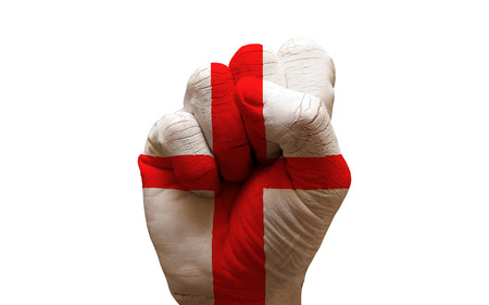 man hand fist painted country flag of englandの写真素材