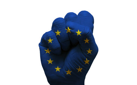 man hand fist painted country flag of european unionの写真素材